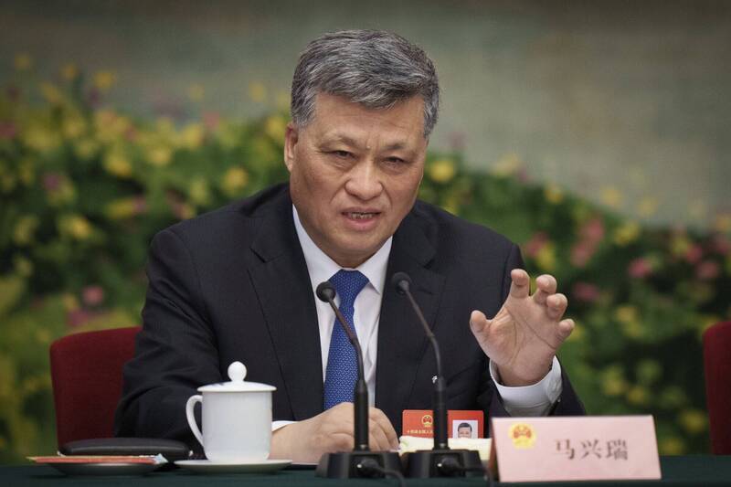 前新疆党委书记马兴瑞（见图）在内的多名新疆高官接连落马。 （美联档案照）